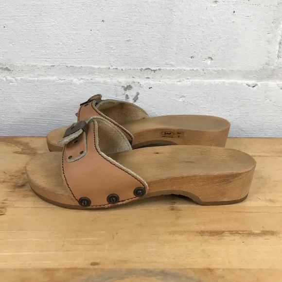 Vintage Dr Scholl Womens Size 6 Wooden Shoes - Picture 4 of 12